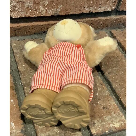 Vintage Furskins Plush Bear Red Striped Overalls & Boots 7” Tall - Picture 3 of 3